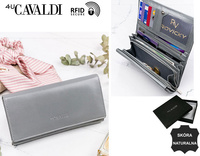 Skórzany poziomy portfel damski na zatrzask - 4U CAVALDI RD-12-GCL Gray