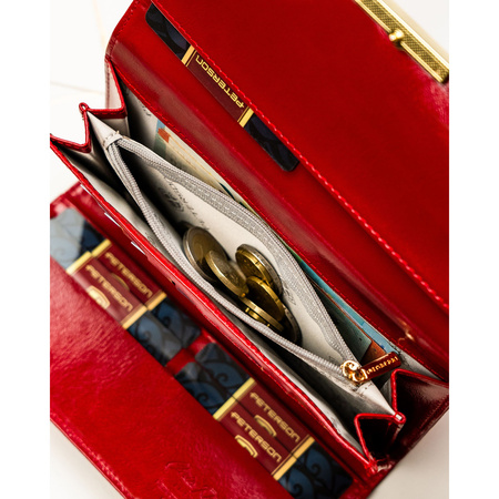 Portfel damski ze skóry ekologicznej PTN 006-BKY White-Red