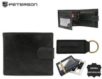 Gift set: leather wallet and key ring PETERSON PTN SET-M-N994L-GVT