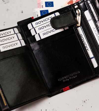 Men's Leather Wallet N575-RVTP-3074 Black-Red