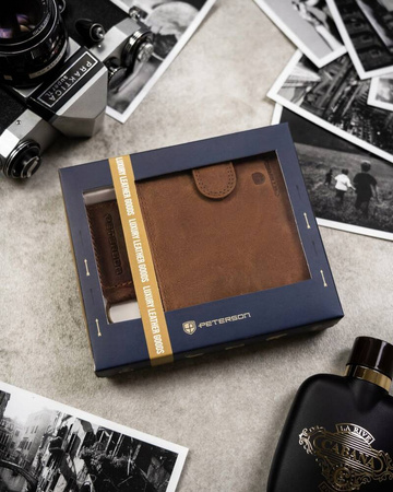 Zestaw prezentowy: skórzany portfel i brelok PETERSON PTN SET-M-N992L-CHM