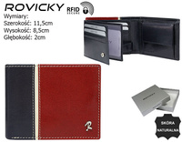 Portfel skórzany RFID ROVICKY 323-RBA-D Navy+Red