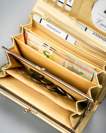 Portfel damski PU na blistrze F-PAL1B-BL Gold