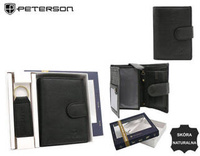 Leather wallet+keyring set PETERSON PTN SET-M-1542L-D