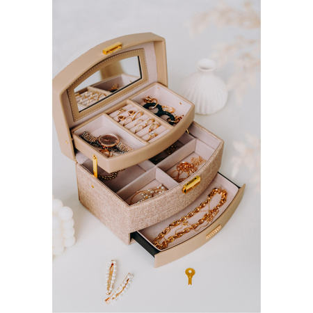 Beige Eco-Leather Jewelry Box Peterson PTN SZK-02