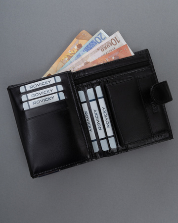 Portfel męski skórzany RM-06L-BCF Black