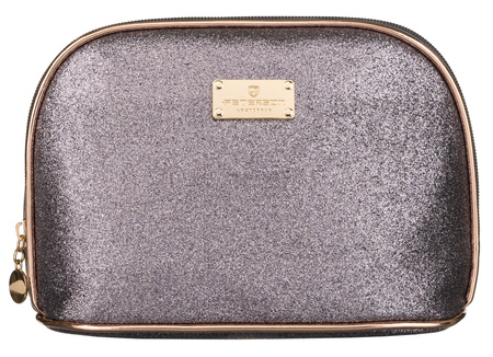 A glittering single-compartment travel cosmetic bag PTN KOS-L01-B Silver Peterson