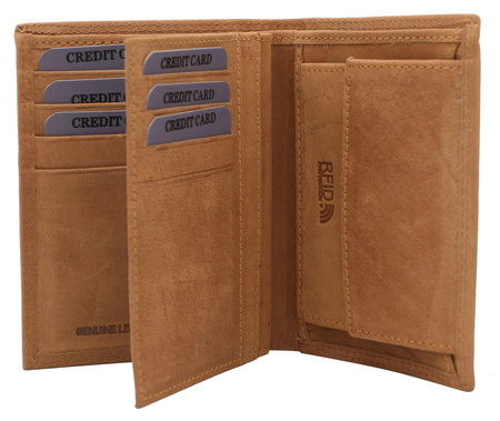 Vertical leather wallet CZ-04-HLF Cognac