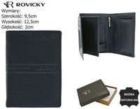 Portfel skórzany RFID ROVICKY R-N4-GAT Navy+Red