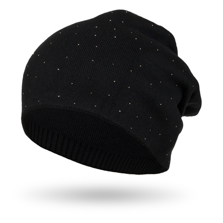 Czapka damska ozdobiona kryształkami PETERSON PTN HAT-05 Black