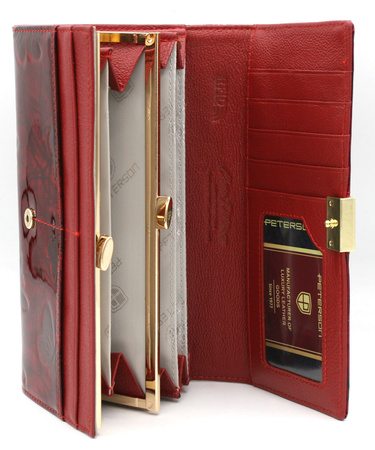 Portfel damski skórzany PTN 72401-NBF Red-Black