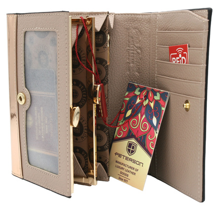 Portfel damski skórzany PTN 1N-445 Black+R.Gold