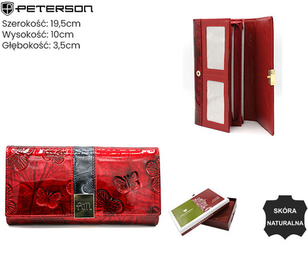 Portfel damski skórzany PTN 42100-NBF Red-Black
