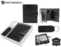 Gift set: leather wallet and key ring PETERSON PTN SET-M-1542L-KCS