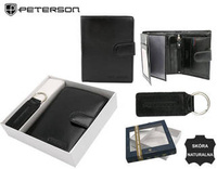 Gift set: leather wallet and keychain PETERSON PTN SET-M-1542L-KCS