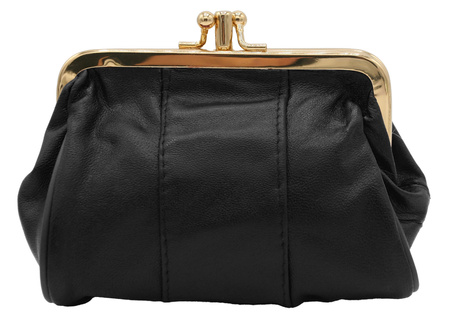 Vintage-style coin purse  made of leather 665 Black No Logo