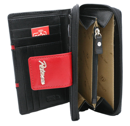 Portfel skórzany PTN KA-28 Black+Red
