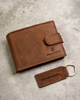 Leather wallet & key ring set PETERSON PTN SET-M-N003L
