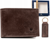 Leather wallet & key ring gift set PETERSON PTN SET-M-N003-CHM Brown