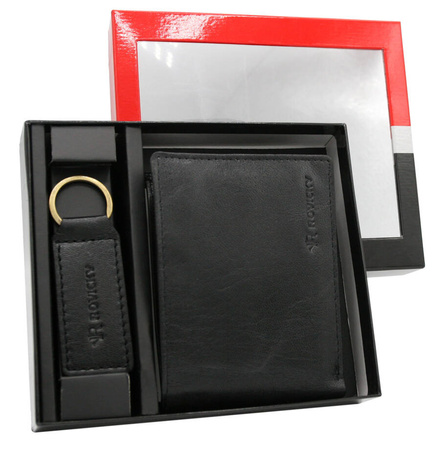 Men’s Gift Set: Leather Wallet and Keychain ROVICKY R-SET-M-N003-GVT