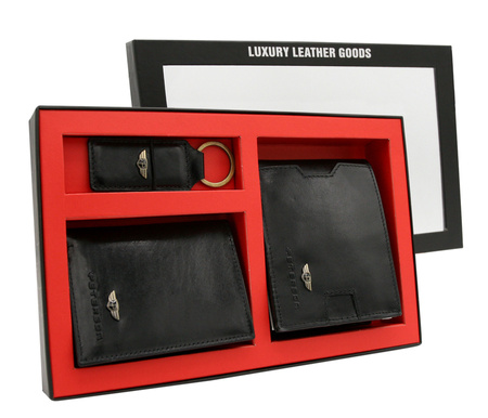 Three-Piece Gift Set: Men's Wallet, Cardholder and Keychain by Peterson PTN SET3-N79-VT