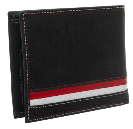 Leather Wallet N992-MHD-L Black-Red-White