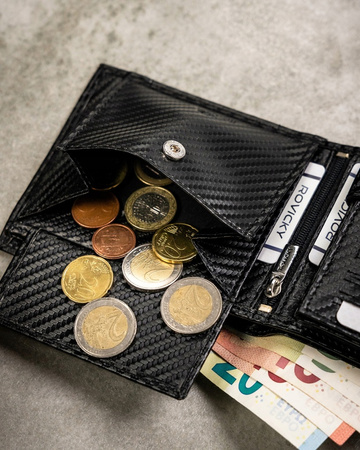 Gift set: a men's wallet made of genuine leather and a keychain ROVICKY R-PK5-N992-7027 BLAC
