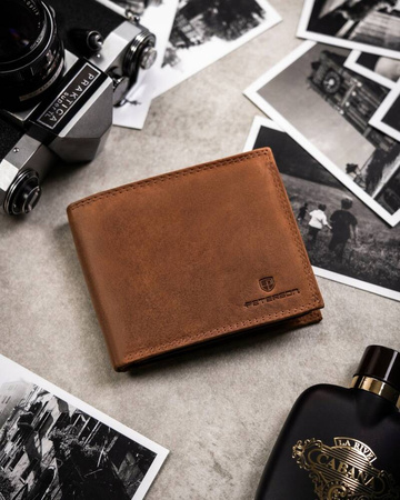 Leather wallet & key ring gift set PETERSON PTN SET-M-N994-CHM