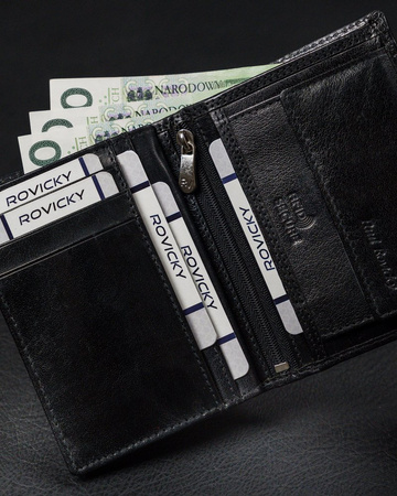 Portfel skórzany RFID ROVICKY RV-7680056-9 Black
