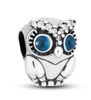 Sterling silver owl-shaped charm adorned with cubic zirconia PETERSON CHP-013