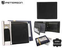 Leather wallet & key ring set PETERSON PTN SET-M-1549-D