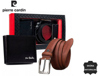 Gift Set: Leather Wallet and Belt with Traditional Buckle - Pierre Cardin ZM-PC31