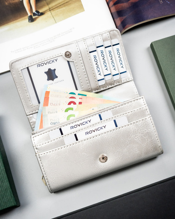 Portfel damski PU na blistrze F-PAL1C-BL Silver