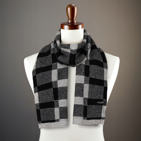 Large Men's Checkered Scarf Peterson PTN SA100-01 Black