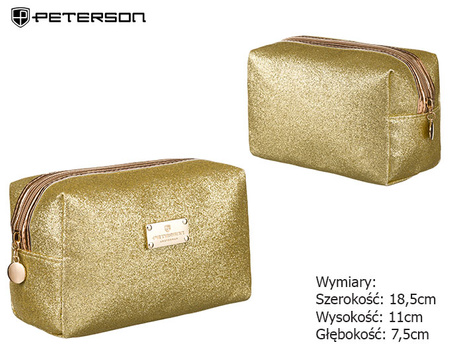 A glittering single-compartment travel vanity bag PTN KOS-L02-B Gold Peterson