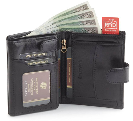 Portfel skórzany RFID PETERSON PTN 317Z 2-1-1 BLACK