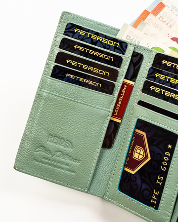 Exotic Pattern Natural Leather Women's Wallet Peterson PTN 42108-SFL Blue