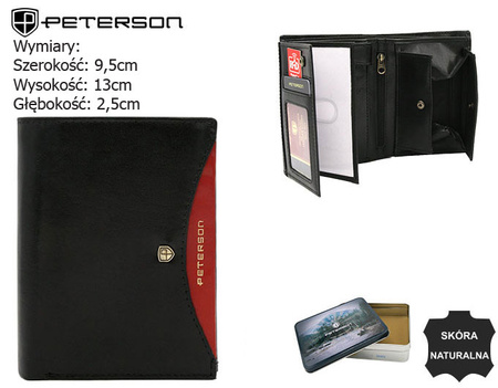 Portfel męski skórzany PTN 324.01 Black+Red