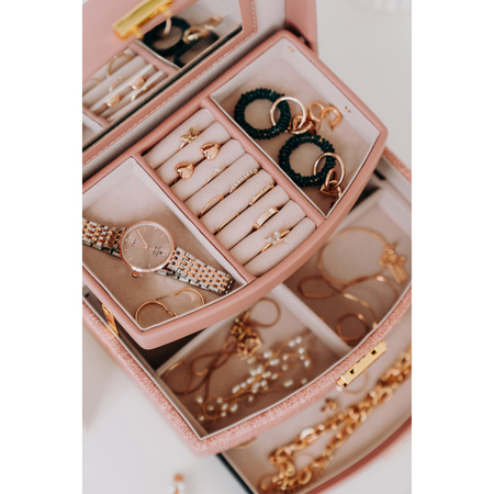 Szkatułka na biżuterię ze skóry ekologicznej Peterson PTN SZK-02 Pink