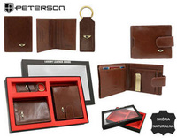 Zestaw prezentowy: skórzany portfel, etui i brelok PETERSON PTN SET3-N78L-VT