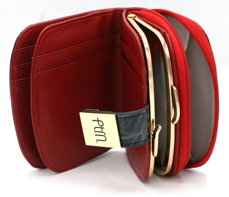 Portfel damski skórzany PTN 43972-NBF Red-Black