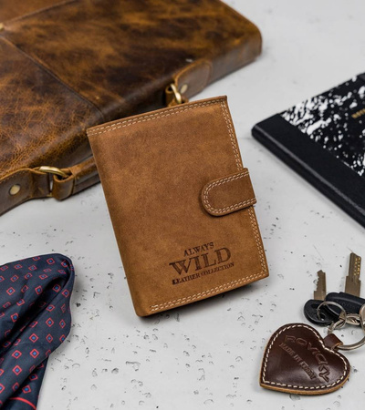 Portfel męski ze skóry naturalnej N4L-P-CHM Cognac