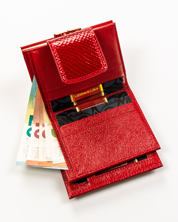  Wallet in Embossed Patent Natural Leather PETERSON PTN 42329-DSL Red