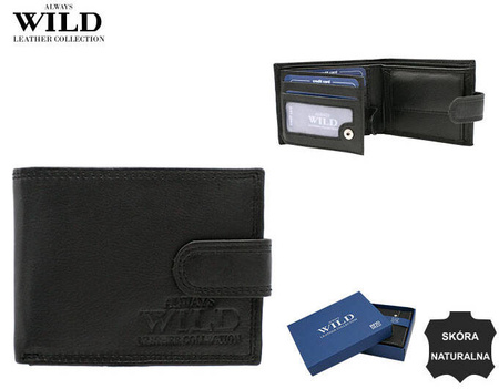 Men's leather wallet N0035L-CCD Black