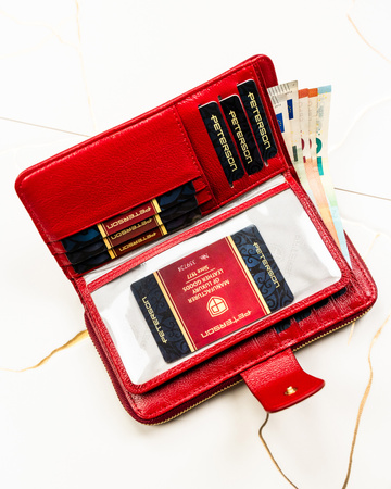 Portfel damski skóra naturalna+PU PTN PS116-HNL Red