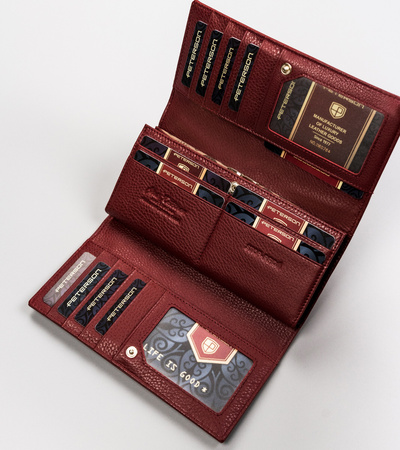 Portfel skórzany RFID PETERSON PTN BS-490 SN Red