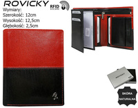 Portfel skórzany RFID ROVICKY D1072-VT2 Black+Red