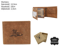 Men's Leather Wallet with Dog Motif RFID N992-CHM-DOG-1 Cognac