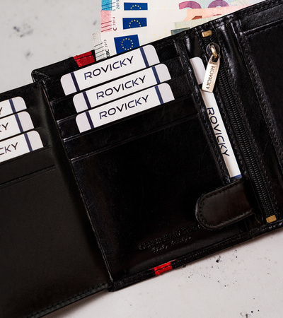 Men's Leather Wallet N4-RVTP-2978 Black-Red