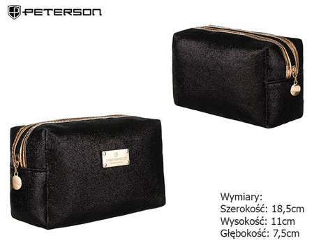 A glittering single-compartment travel vanity bag PTN KOS-L02-B Black Peterson